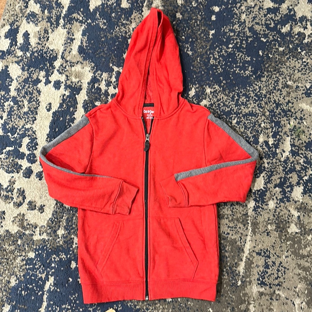 Cat & Jack size 8/10 Red and Gray zip up sweater
